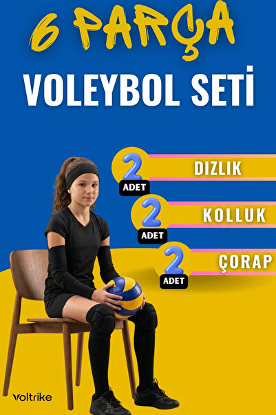 Voltrike 6 Parça Voleybol Seti- Voleybol Dizliği + Voleybol Elliği+ Voleybol ...