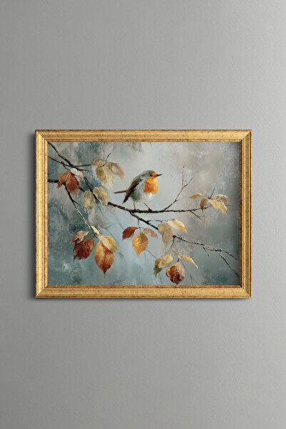 epiqart Bird and Branch Composition - Vintage Patterned Frame - Slim Model