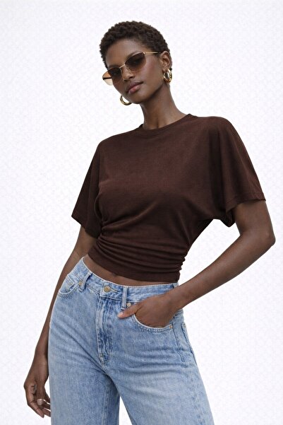 FİFTY ONE Γυναικεία πλεκτή μπλούζα Zoe με κοντό μανίκι και λαιμόκοψη ποδηλάτο...