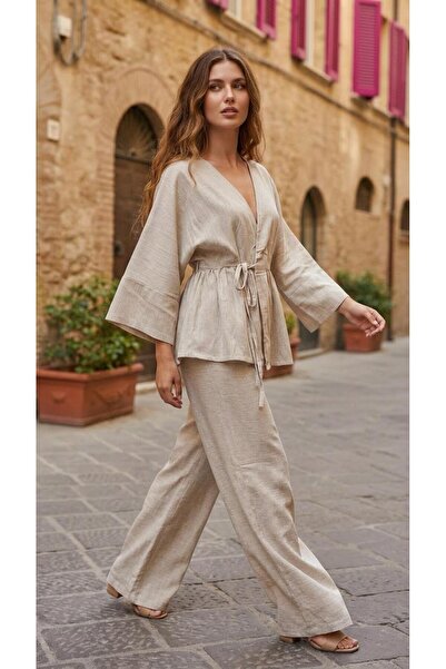 newmisal ΓΥΝΑΙΚΕΙΟ ΣΕΤ ΠΑΝΤΕΛΟΝΙ ΚΙΜΟΝΟ ΑΠΟ ΛΙΝΟ ΥΦΑΣΜΑ ΜΕ ΔΙΑΚΟΣΜΗΤΙΚΑ ΒΟΛΑΝ...