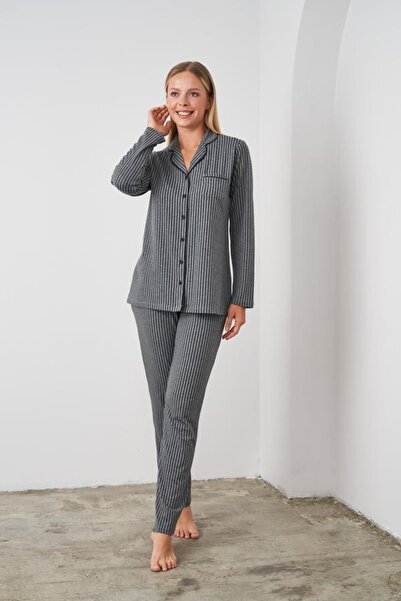 Pjs Pijama Γυναικεία πιτζάμα με κουμπιά Pjs 24521