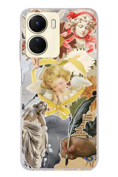 FLAMENKO Vivo Y16 Compatible Angel and Sculpture Collage Pattern Transparent ...