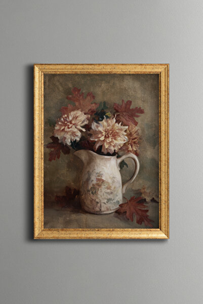 epiqart Rustic Vase and Autumn Leaves - Vintage Patterned Frame - Slim Model