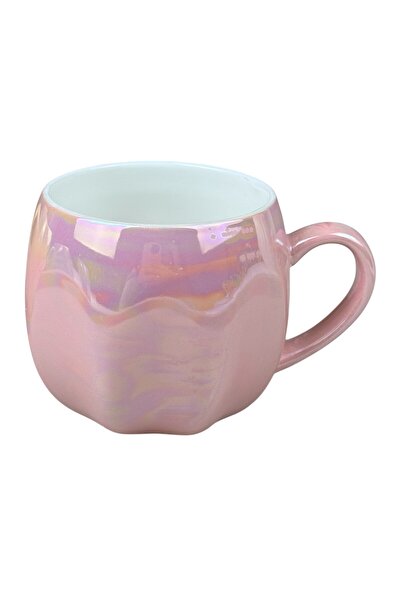 OEM Ροζ κεραμική κούπα με  "μαργαριταρένια λάμψη " και εφέ ίριδας, 430 ml