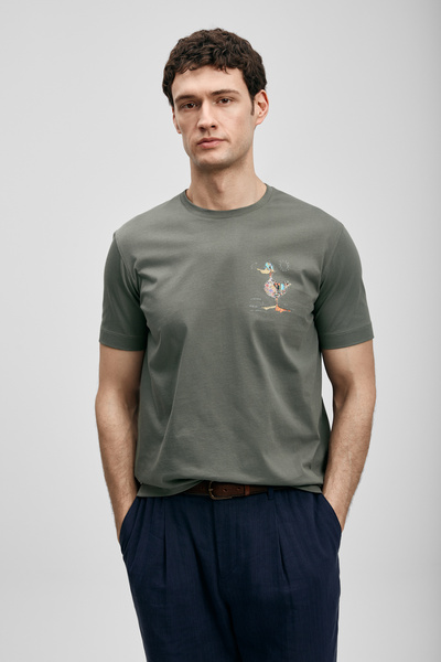 Lufian Μοντέρνο γραφικό μπλουζάκι Fınx σε σκούρο πράσινο