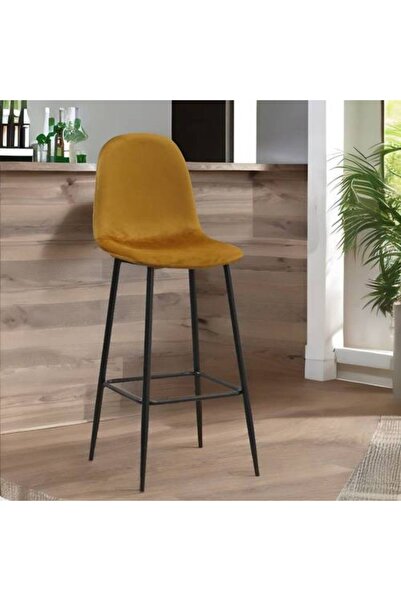 Al Saadah Home كرسي بار مخملي ذهبي 101 × 36 × 42 سم
