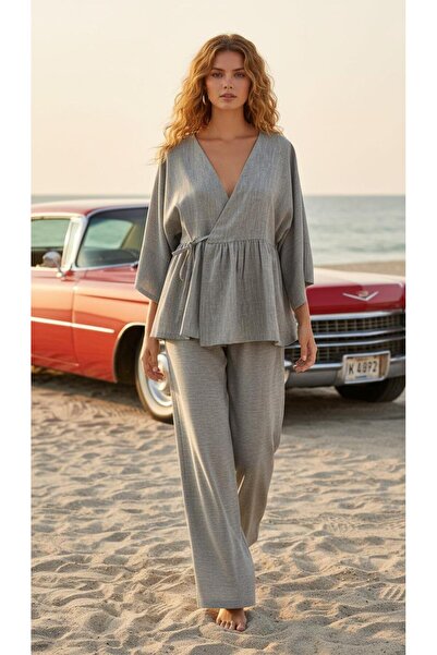 newmisal ΓΥΝΑΙΚΕΙΟ ΣΕΤ ΠΑΝΤΕΛΟΝΙ ΚΙΜΟΝΟ ΑΠΟ ΛΙΝΟ ΥΦΑΣΜΑ ΜΕ ΔΙΑΚΟΣΜΗΤΙΚΑ ΒΟΛΑΝ...