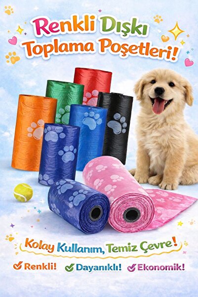 HAYHAYPETSHOP Kedi Köpek Dışkı Toplama Poşeti 4’lü Paket 60 Poşet Dayanıklı R...