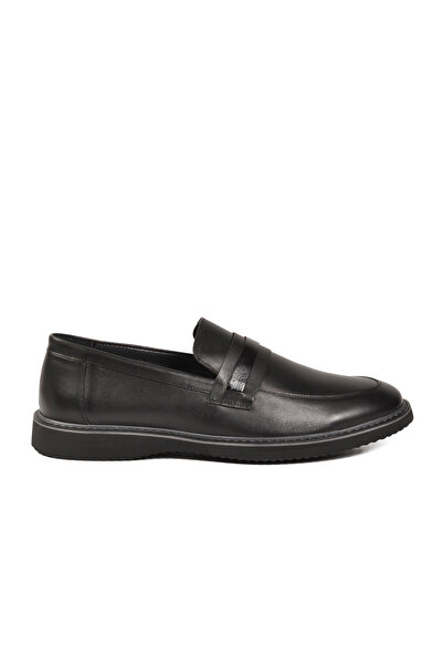 AYAKMOD Black Genuine Leather Large Size Men's Casual Shoes 2596 m