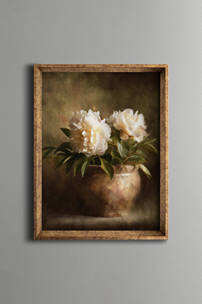 epiqart White Peony – Vintage Patterned Frame – Slim Model