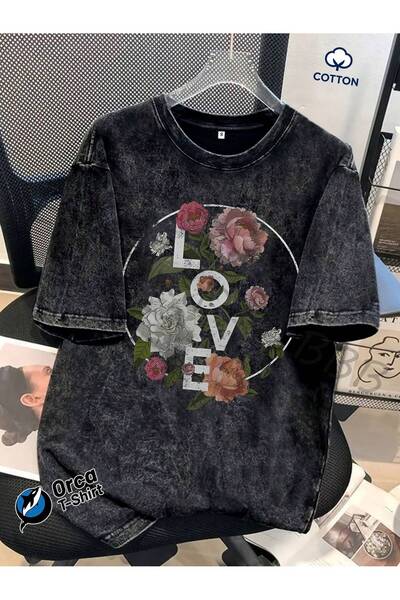 PENTHİLUS Unisex Vintage Μπλουζάκι |   Μπλουζάκι Oversize με στάμπα  "LOVE " ...