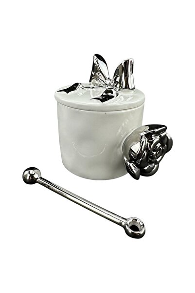 OEM Κεραμική κούπα με καπάκι και αναδευτήρα, με ασημένιο τριαντάφυλλο αντί γι...