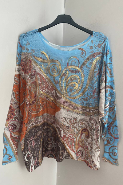 AYASOFYA OTANTIK Γυναικεία ιταλική μπλούζα πουλόβερ με μανίκια νυχτερίδα και ...