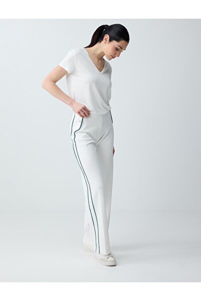 Jimmy Key Ανοιχτό λευκό πλεκτό παντελόνι με κανονικό μήκος μπατζάκια και κανο...