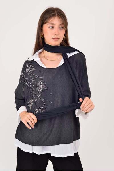 Park Moda 23098 ΚΕΝΤΗΜΕΝΗ ΜΕ ΠΕΤΡΕΣ ΜΠΛΟΥΖΑ ΠΛΕΚΤΗ ΚΟΣΤΟΥΜΙΑ 2 ΤΕΜΑΧΙΩΝ