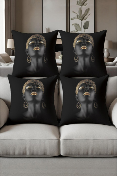 patron halı Digital Printed Soft Textured 4-Piece Throw Pillow Cover Set (43X...