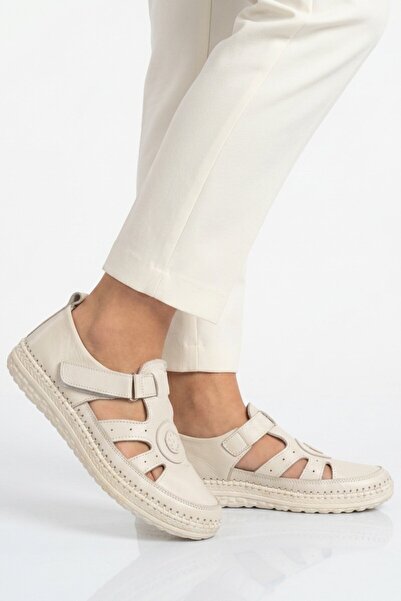 Voyager Ecru Genuine Leather Anatomical Women's Casual Shoes Z520 Z