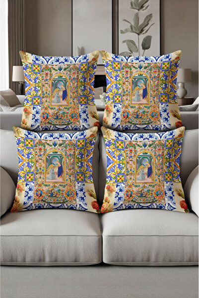 patron halı Digital Printed Soft Textured 4-Piece Throw Pillow Cover Set (43X...
