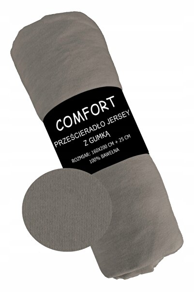 Koney Cearșaf Cu Elastic, 160x200cm, Gri, Bumbac Jersey, Fixare Perfectă, Str...