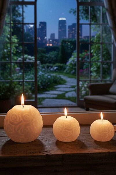 Midas Home El Yapımı Gül Mum Seti 3'lü