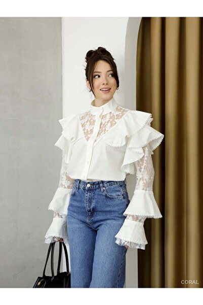 Cistern İstanbul Women's Lace Detailed Design Shirt