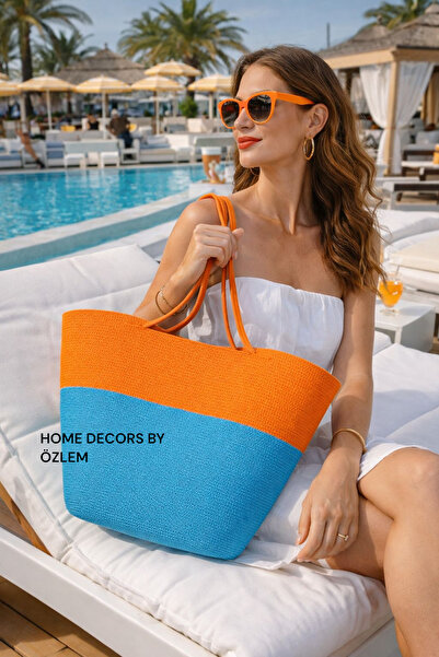 home decors by özlem حقيبة كتف من القش، حقيبة شاطئية، حقيبة يومية، مصنوعة يدو...