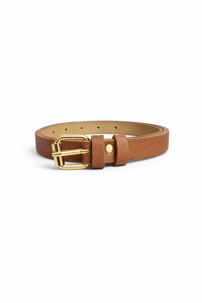 kemer krallığı Women's Thin Tan Belt – Elegant Design with Gold Buckle (for W...