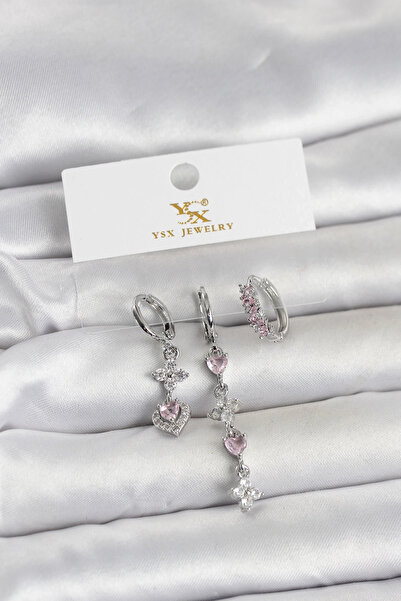 Generic Brand Mey i̇thalat® rice silver color pink zircon stone 3-piece women...