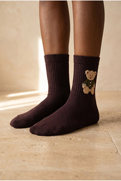 Katia&Bony Unisex κάλτσες με σχέδιο αρκουδάκι, μωβ