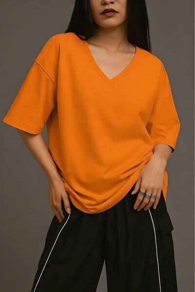 BENROMA Τυπωμένο μπλουζάκι με λαιμόκοψη V, oversized, unisex 1VQ2