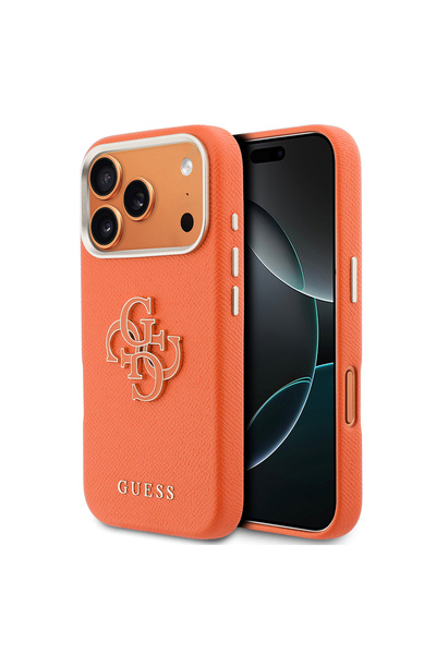 Guess iPhone 17 Pro Uyumlu Kılıf Lisanslı 4G Büyük Metal Kamera Çerçeve PU De...