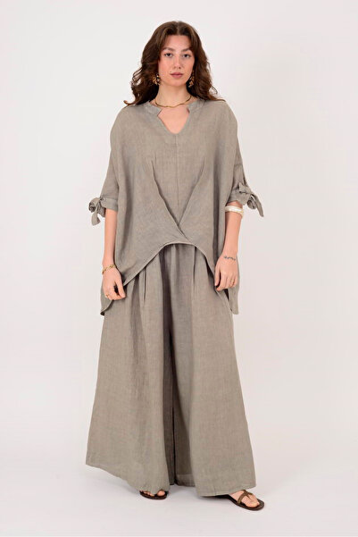 Park Moda B994 ΜΠΛΟΥΖΑ ΜΕ ΜΑΚΡΥ ΠΙΣΩ ΜΕΡΟΣ ΚΑΙ ΛΑΜΨΗ ΣΕ ΣΧΗΜΑ V Λινό