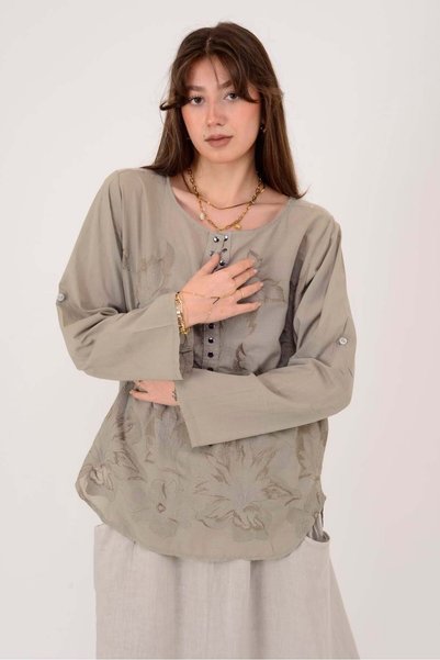 Park Moda 19103 PAYET DETAYLI İŞLEMELİ PAMUK BLUZ