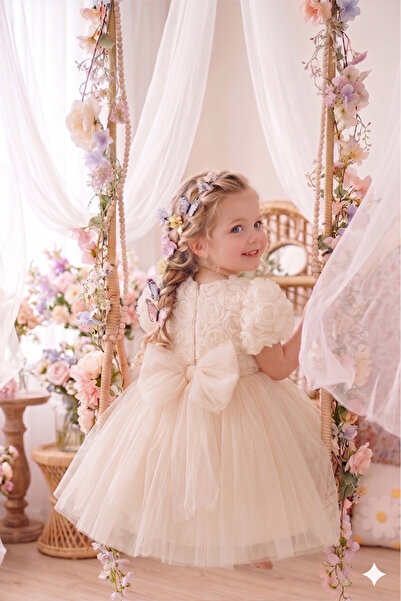 ALYRA Βρεφικό φόρεμα για κορίτσια, τούλινο φόρεμα πριγκίπισσας με τριαντάφυλλ...