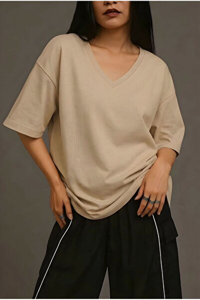 DM DOLCE MORE TRICOU UNISEX SUPRADimensionat CU GULER ÎN V ȘI IMPRIMAT 1VQ2