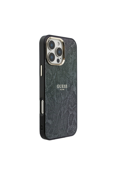 Guess iPhone 16 Pro Max Kılıf Lisanslı M-safe Özellikli Yazı Logolu Python De...