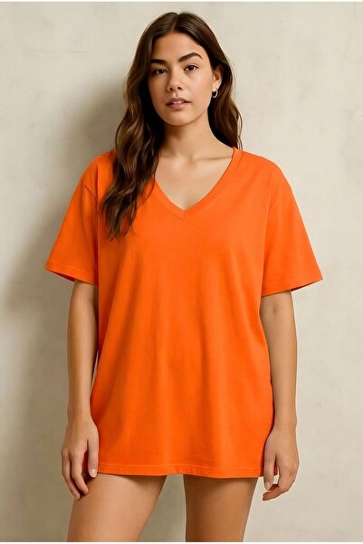 DM DOLCE MORE Τυπωμένο μπλουζάκι με λαιμόκοψη V, oversized, unisex 1VQ6