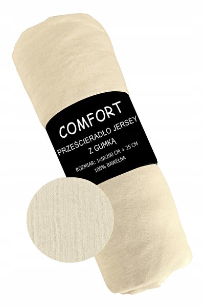 Koney Fitted Sheet, KONEY, Jersey Cotton, 100% Elastic, 140x200cm, Cream/Ecru