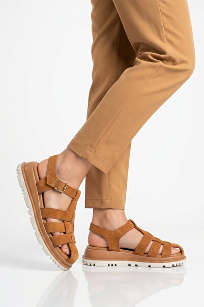 Voyager Γυναικεία σανδάλια από γνήσιο δέρμα Tan Suede Z796 Z