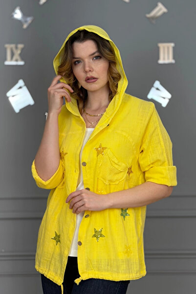 Bİ.GİYSEN Γυναικείο κίτρινο οργανικό ύφασμα λινό που πλένεται, με βαμβακερή χ...