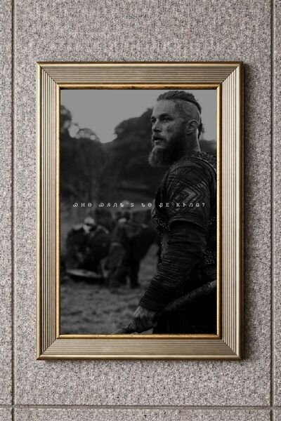 BuzzDesigns Viking Savaşçı Ragnar Lothbrok Siyah Beyaz Poster Tablo Minimal T...