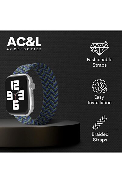 Generic Braided solo loop watch band compatible with Apple Watch 44mm with pl...