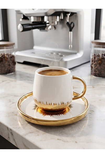 DS Home&Design Gold Stroke Series - Artistic Design 6-Person Turkish Coffee C...