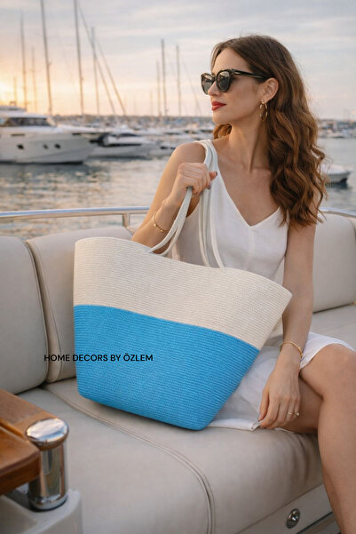 home decors by özlem حقيبة كتف من القش، حقيبة شاطئية، حقيبة يومية، مصنوعة يدو...