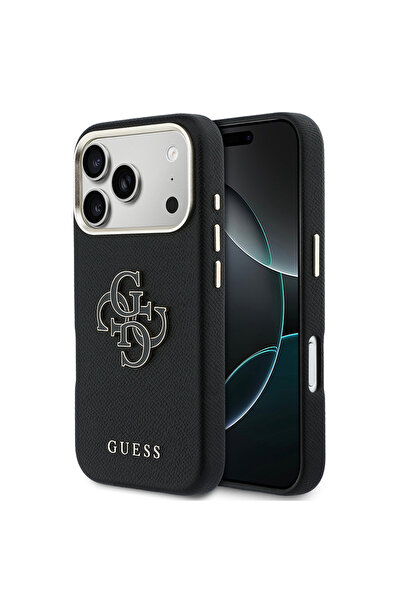 Guess iPhone 17 Pro Max Kılıf Lisanslı 4G Büyük Metal Kamera Çerçeveli PU Der...