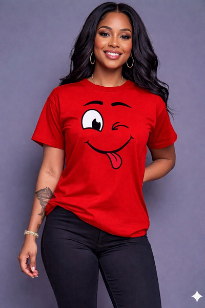 VODEXA Tricou supradimensionat pentru femei, cu imprimeu, 100% bumbac, croial...