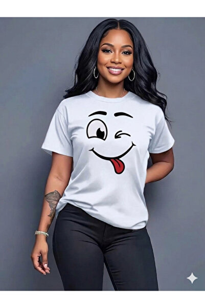 VODEXA Tricou supradimensionat pentru femei, cu imprimeu, 100% bumbac, croial...