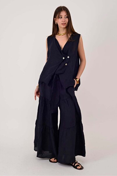 Park Moda 30560 ΠΑΝΤΕΛΟΝΙ ΛΙΝΟ ΜΕ ΛΕΠΤΟΜΕΡΕΙΑ ΦΙΟΝΟΥ ΚΑΙ ΣΤΡΙΦΤΟ ΜΕΣΟ ΣΤΟΙΧΕΙΟ