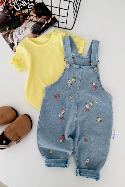 Minigimin Cicileri My Little Baby's Flowers and Flowers Embroidered Short Sle...