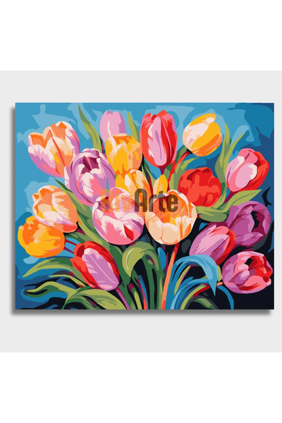 RivArte Sayılarla Boyama Seti Zarif Laleler 40x50cm Bahar Koleksiyonu